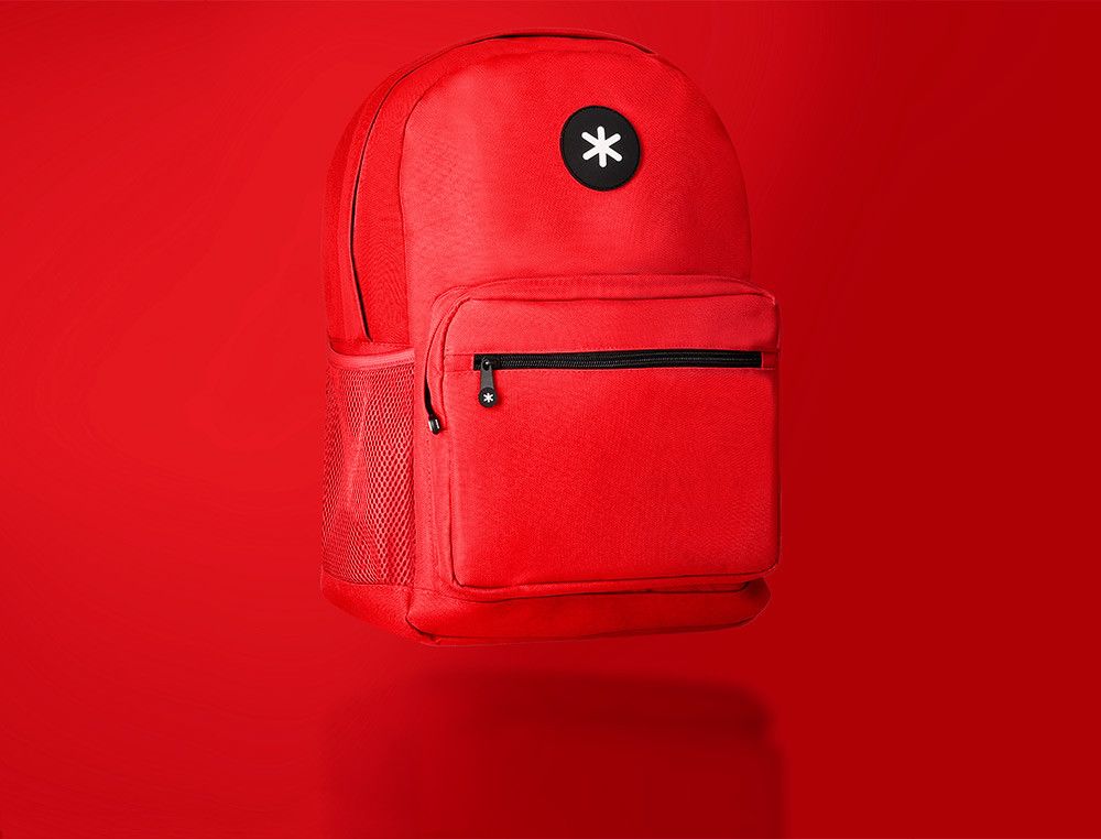 Cartera antartik mochila con asa y bolsillo frontal concremallera color rojo 320x140x430 mm