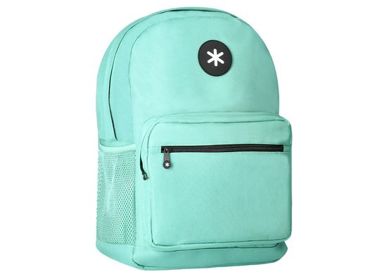 Cartera antartik mochila con asa y bolsillo frontal concremallera color verde menta 320x140x430 mm