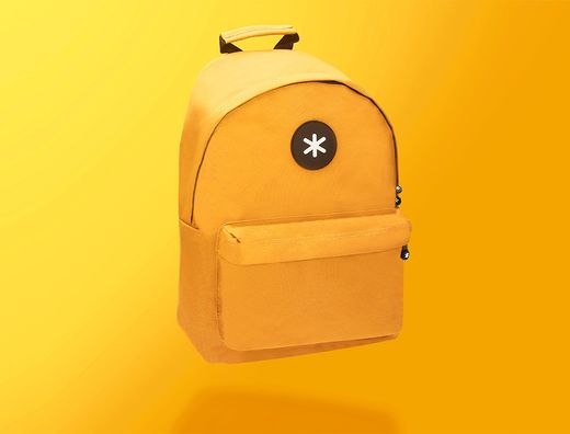 Cartera antartik mochila con asa y bolsillos con cremallera color mostaza 310x160x410 mm