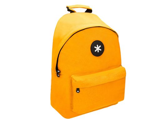 Cartera antartik mochila con asa y bolsillos con cremallera color mostaza 310x160x410 mm