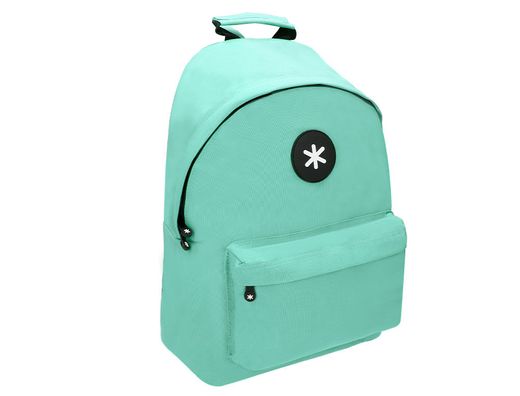 Cartera antartik mochila con asa y bolsillos con cremallera color verde menta 310x160x410 mm