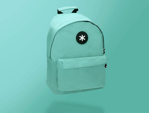 Cartera antartik mochila con asa y bolsillos con cremallera color verde menta 310x160x410 mm