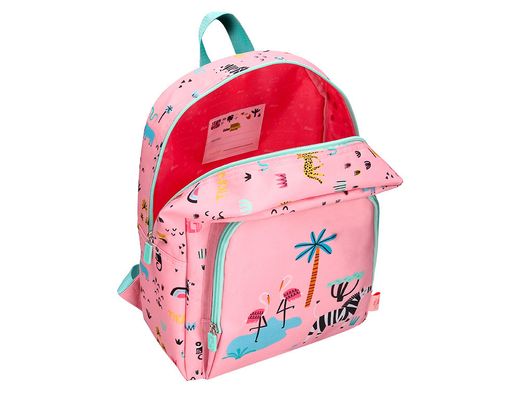 Cartera escolar liderpapel moc hila infantil safari diseño cebra rosa 330x100x250 mm