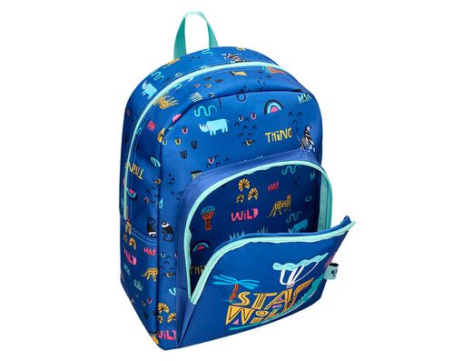 Cartera escolar liderpapel moc hila infantil safari diseño cocodrilo azul marino 330x100x250 mm