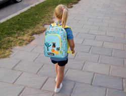 Cartera escolar liderpapel moc hila infantil safari diseño leon azul 330x100x250 mm