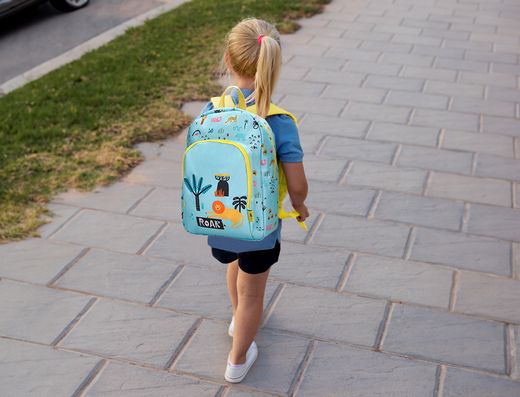 Cartera escolar liderpapel moc hila infantil safari diseño leon azul 330x100x250 mm