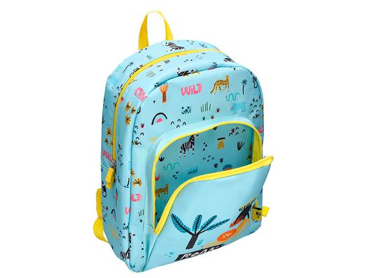 Cartera escolar liderpapel moc hila infantil safari diseño leon azul 330x100x250 mm