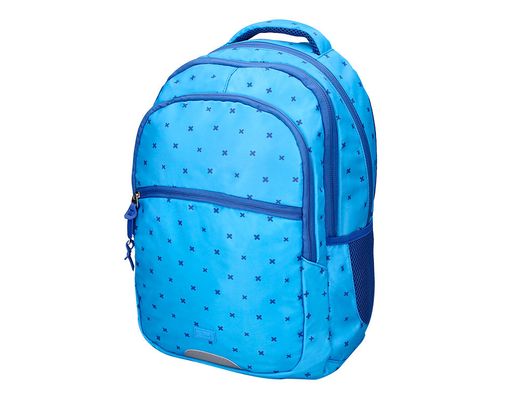 Cartera escolar liderpapel moc hila multibolsillo diseño azul 450x145x300 mm
