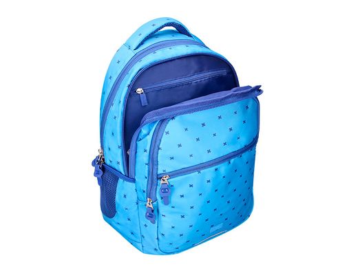 Cartera escolar liderpapel moc hila multibolsillo diseño azul 450x145x300 mm