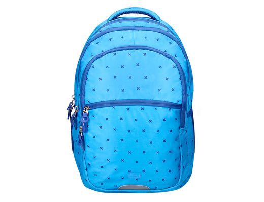 Cartera escolar liderpapel moc hila multibolsillo diseño azul 450x145x300 mm