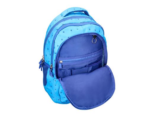 Cartera escolar liderpapel moc hila multibolsillo diseño azul 450x145x300 mm