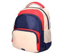 Cartera escolar liderpapel moc hila multibolsillo infantil azul marino rojo beige 350x110x270 mm