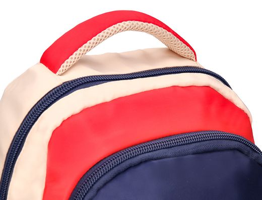 Cartera escolar liderpapel moc hila multibolsillo infantil azul marino rojo beige 350x110x270 mm