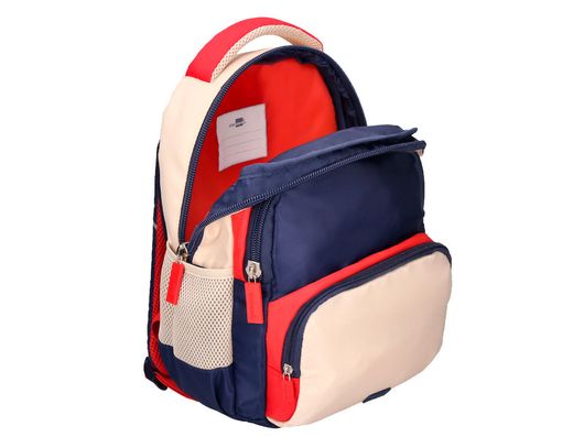 Cartera escolar liderpapel moc hila multibolsillo infantil azul marino rojo beige 350x110x270 mm