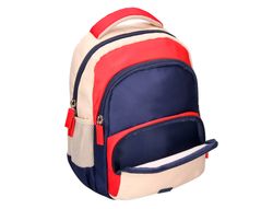 Cartera escolar liderpapel moc hila multibolsillo infantil azul marino rojo beige 350x110x270 mm