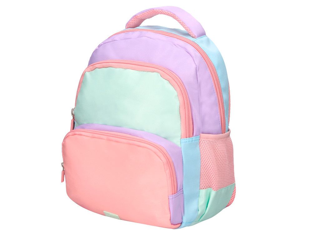 Cartera escolar liderpapel moc hila multibolsillo infantil azul rosa morado 350x110x270 mm