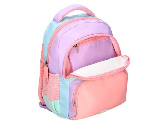 Cartera escolar liderpapel moc hila multibolsillo infantil azul rosa morado 350x110x270 mm
