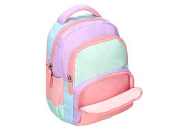 Cartera escolar liderpapel moc hila multibolsillo infantil azul rosa morado 350x110x270 mm