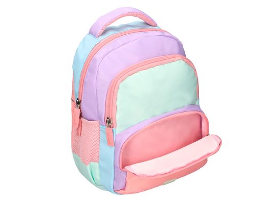 Cartera escolar liderpapel moc hila multibolsillo infantil azul rosa morado 350x110x270 mm