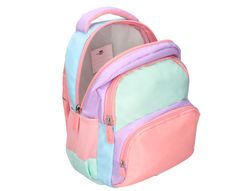 Cartera escolar liderpapel moc hila multibolsillo infantil azul rosa morado 350x110x270 mm