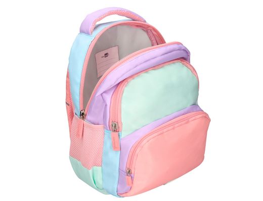 Cartera escolar liderpapel moc hila multibolsillo infantil azul rosa morado 350x110x270 mm