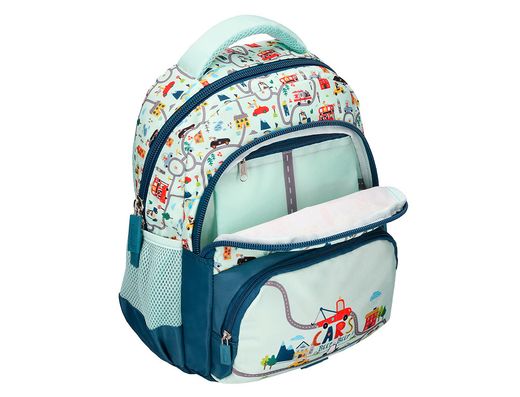 Cartera escolar liderpapel moc hila multibolsillo infantil cars azul 350x110x270 mm