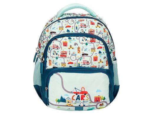 Cartera escolar liderpapel moc hila multibolsillo infantil cars azul 350x110x270 mm