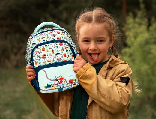 Cartera escolar liderpapel moc hila multibolsillo infantil cars azul 350x110x270 mm