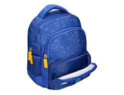 Cartera escolar liderpapel moc hila multibolsillo infantil dino azul 350x110x270 mm