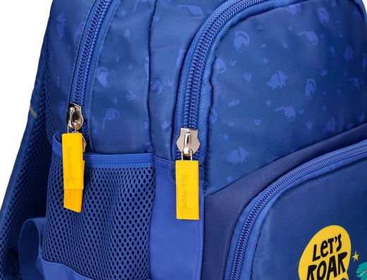 Cartera escolar liderpapel moc hila multibolsillo infantil dino azul 350x110x270 mm
