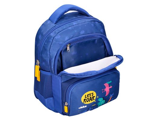 Cartera escolar liderpapel moc hila multibolsillo infantil dino azul 350x110x270 mm