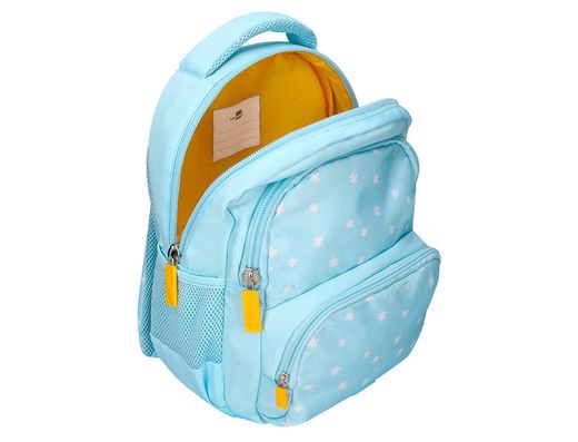 Cartera escolar liderpapel moc hila multibolsillo infantil flowers azul 350x110x270 mm