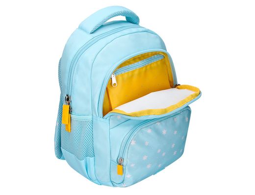 Cartera escolar liderpapel moc hila multibolsillo infantil flowers azul 350x110x270 mm