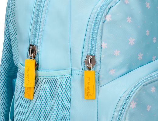 Cartera escolar liderpapel moc hila multibolsillo infantil flowers azul 350x110x270 mm