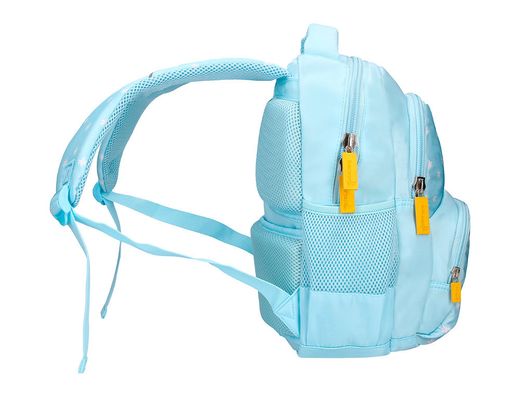 Cartera escolar liderpapel moc hila multibolsillo infantil flowers azul 350x110x270 mm