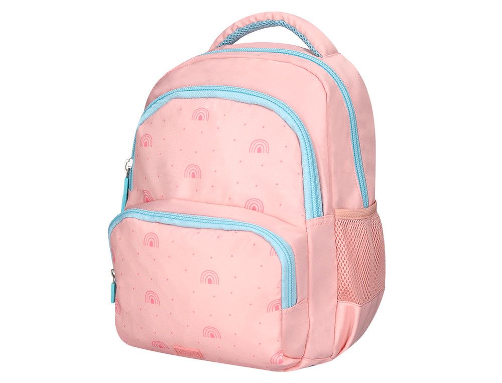 Cartera escolar liderpapel moc hila multibolsillo infantil rainbows rosa 350x110x270 mm