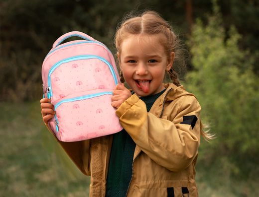Cartera escolar liderpapel moc hila multibolsillo infantil rainbows rosa 350x110x270 mm