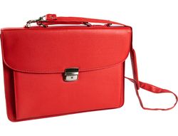 Cartera portadocumentos q-connect con correa cierre metalico y departamentos interiores color rojo 390x280