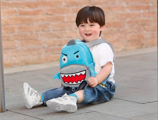 Cartera preescolar liderpapel mochila infantil peluche tiburon 260x100x240 mm