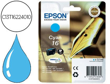 Cartucho Epson inkjet cián DURABRITE 16 165P