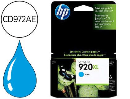 Cartucho HP original cian Nº 920XL CD972AE