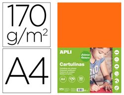 Cartulina apli din A4 170g/m2 naranja paquete de 50 hojas