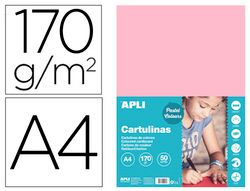 Cartulina apli din A4 170g/m2 rosa paquete de 50 hojas