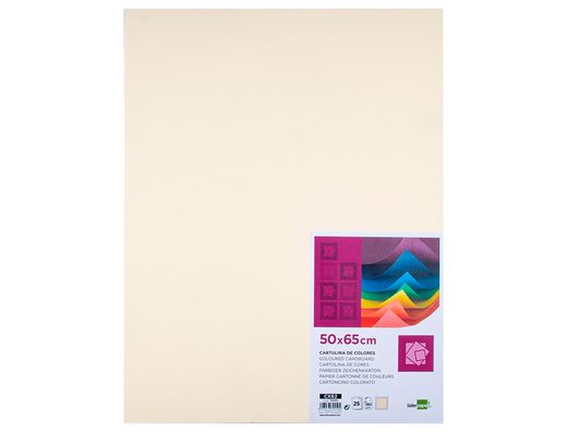 Cartulina Liderpapel 50X65 cm 180G/M2 Crema Paquete de 25
