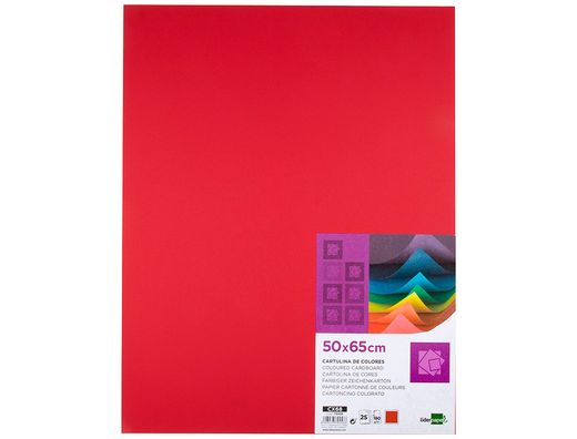 Cartulina Liderpapel 50X65 cm 180G/M2 Rojo Navidad Paquete de 25