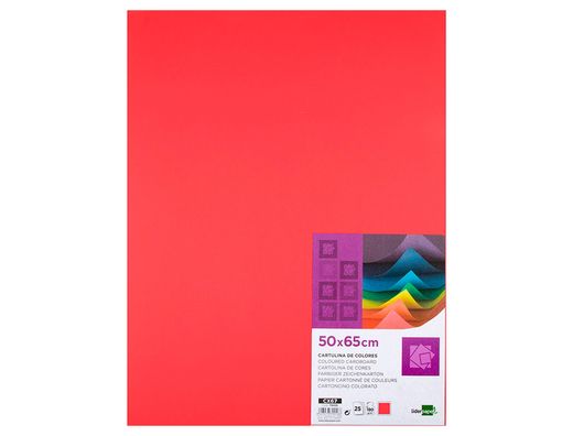 Cartulina Liderpapel 50X65 cm 180G/M2 Rojo Paquete de 25