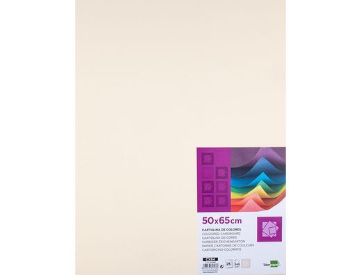 Cartulina Liderpapel 50X65 cm 240G/M2 Crema Paquete de 25 Unidades