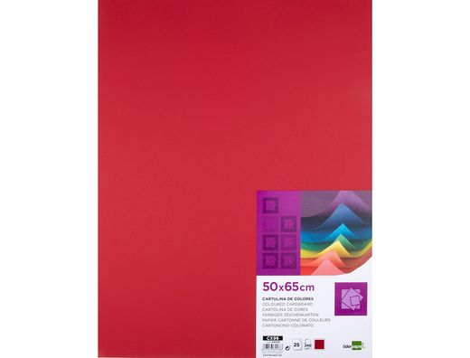 Cartulina Liderpapel 50X65 cm 240G/M2 Rojo Navidad Paquete de 25 Unidades