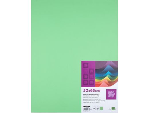 Cartulina Liderpapel 50X65 cm 240G/M2 Verde Pistacho Paquete de 25 Unidades
