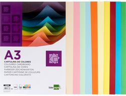 Cartulina liderpapel a3 180g/m2 10 colores surtidos paquete 100 hojas
